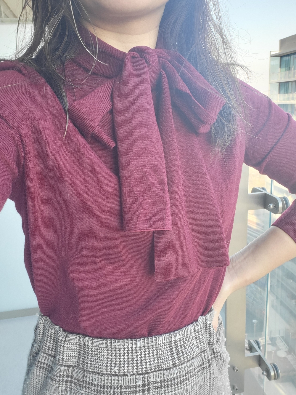 COS Bow-Detail Knit Top - Burgundy